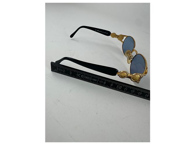 Occhiali da sole Vintage Fendi Roma Nero Oro Blu D'oro - vista 9
