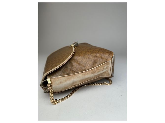 Céline Vintage Celine Paris Triomphe Monogram Kettenledertasche in Braun - Ansicht 11