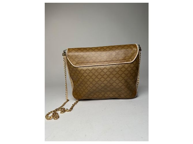 Céline Vintage Celine Paris Triomphe Monogram Kettenledertasche in Braun - Ansicht 2