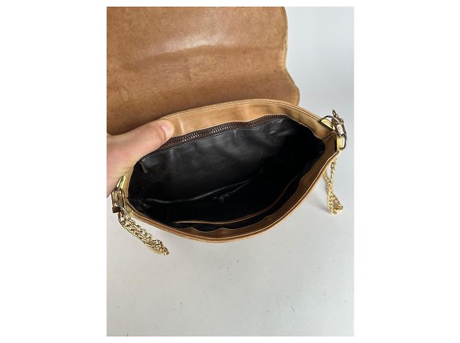 Céline Vintage Celine Paris Triomphe Monogram Kettenledertasche in Braun - Ansicht 3