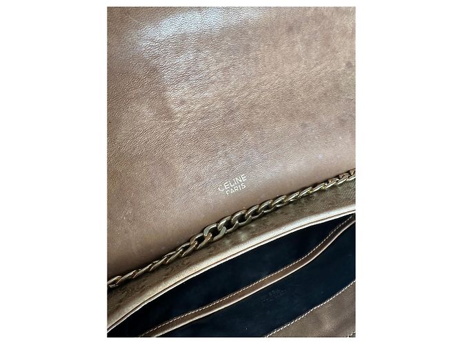 Céline Vintage Celine Paris Triomphe Monogram Kettenledertasche in Braun - Ansicht 5