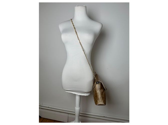 Céline Vintage Celine Paris Triomphe Monogram Kettenledertasche in Braun - Ansicht 6