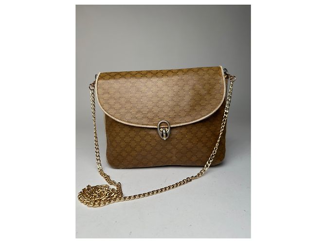 Céline Vintage Celine Paris Triomphe Monogram Kettenledertasche in Braun - Ansicht 8