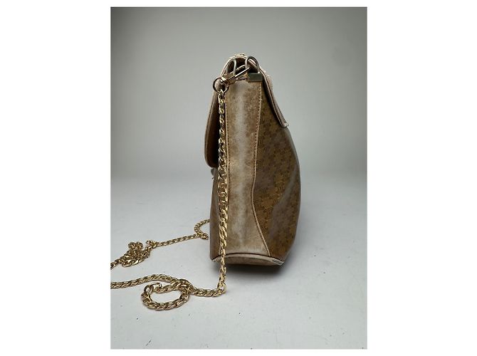 Céline Vintage Celine Paris Triomphe Monogram Kettenledertasche in Braun - Ansicht 9