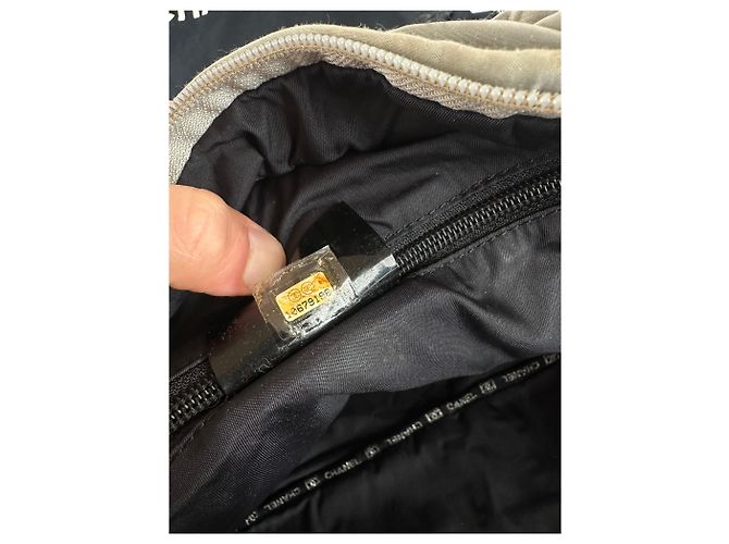 Vintage Chanel Polyester Duffel Bag Silber Schwarz - Ansicht 5