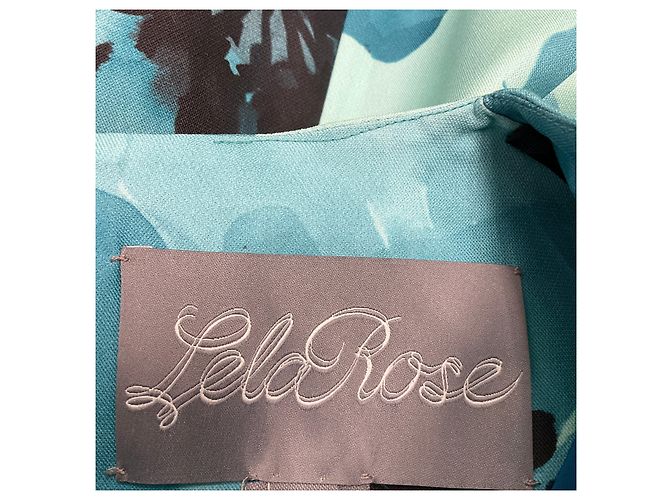 Vestido de cóctel de seda sin mangas con estampado floral turquesa de Lela Rose Azul - vista 4