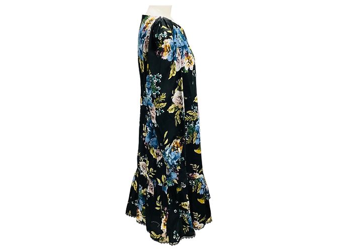 Abito Mini Floreale Rydal Carnation Bouquet Nero di Erdem - vista 2