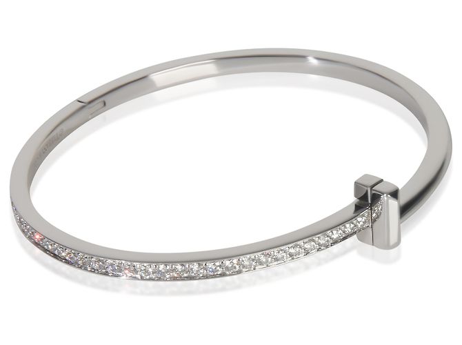 Bracciale a cerniera stretto Tiffany T T1 in oro bianco e diamanti Tiffany & Co. - vista 3