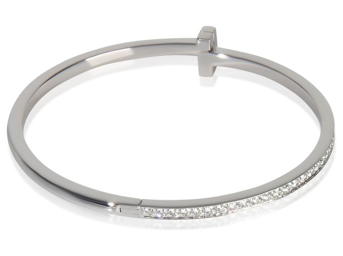 Bracciale a cerniera stretto Tiffany T T1 in oro bianco e diamanti Tiffany & Co. - vista 4