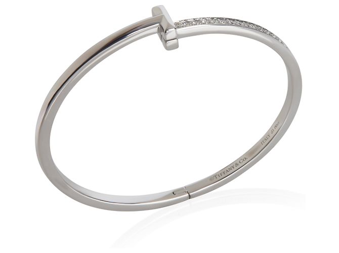 Bracciale a cerniera stretto Tiffany T T1 in oro bianco e diamanti Tiffany & Co. - vista 5