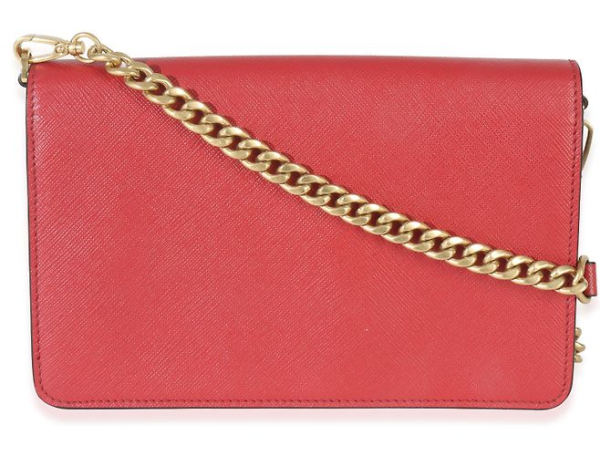 Mini bandolera en Saffiano rojo con logo triangular de Prada Roja - vista 2