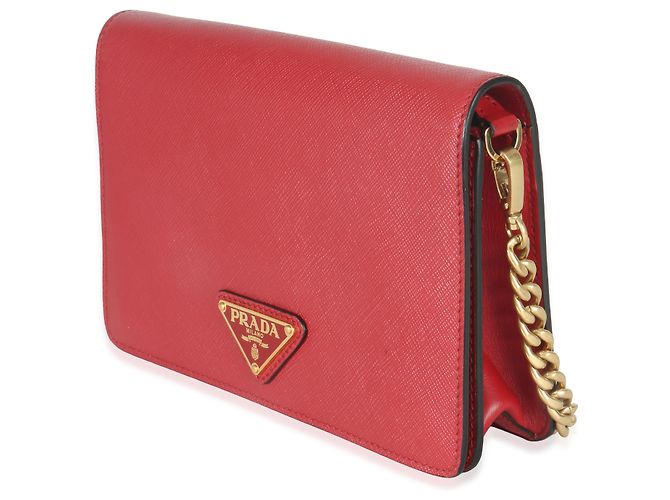 Mini bandolera en Saffiano rojo con logo triangular de Prada Roja - vista 3