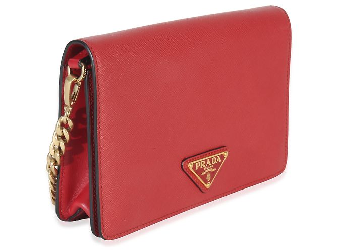 Mini bandolera en Saffiano rojo con logo triangular de Prada Roja - vista 4