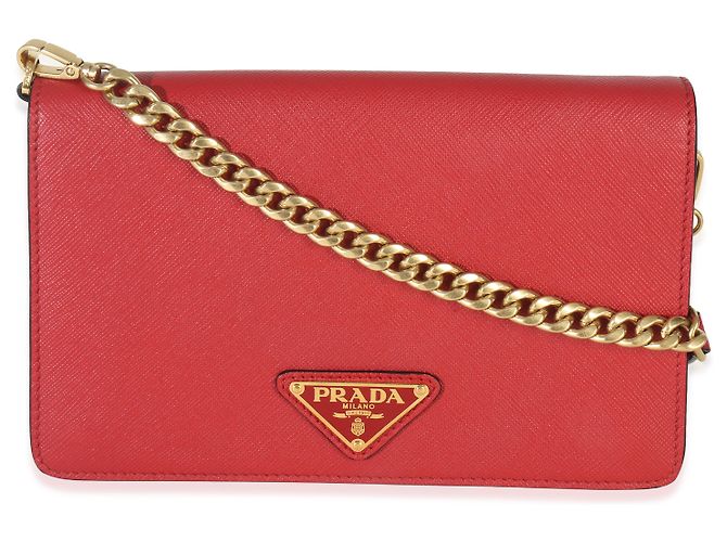 Mini bandolera en Saffiano rojo con logo triangular de Prada Roja - vista 8