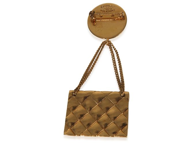 Spilla Vintage Matelassé Placcata Oro Chanel - vista 3