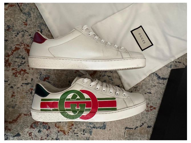 Sneakers Gucci Ace in Pelle Bianca con Logo GG - vista 7
