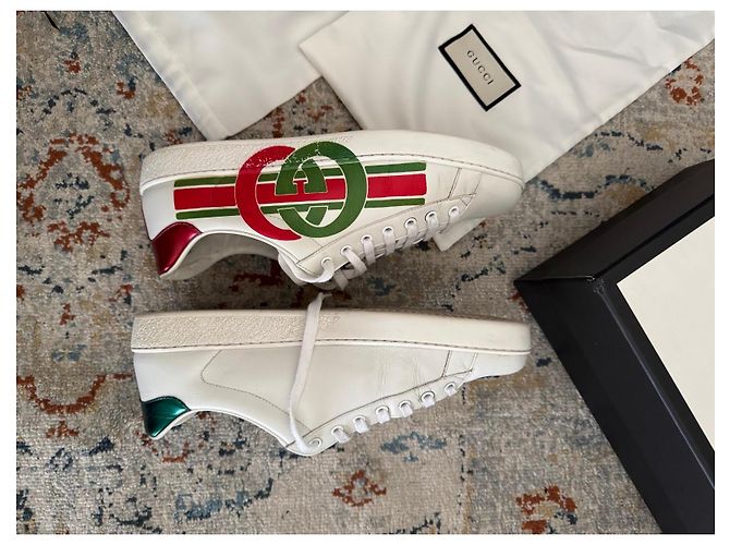 Sneakers Gucci Ace in Pelle Bianca con Logo GG - vista 8