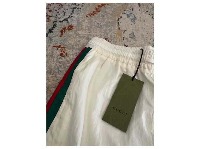Pantaloncini Gucci bianchi con banda laterale Bianco Rosso Verde - vista 2