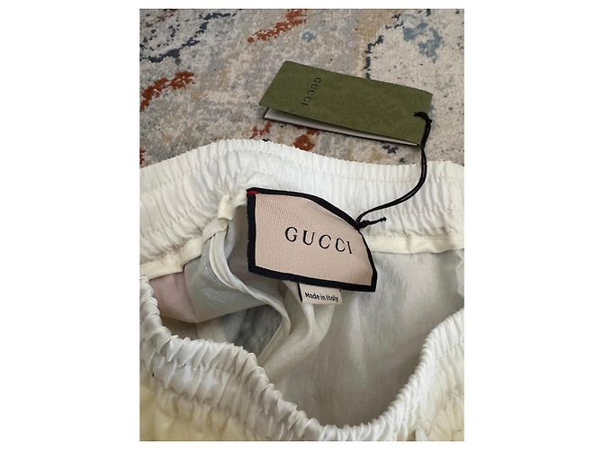 Pantaloncini Gucci bianchi con banda laterale Bianco Rosso Verde - vista 3
