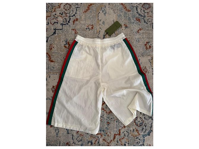Pantaloncini Gucci bianchi con banda laterale Bianco Rosso Verde - vista 7