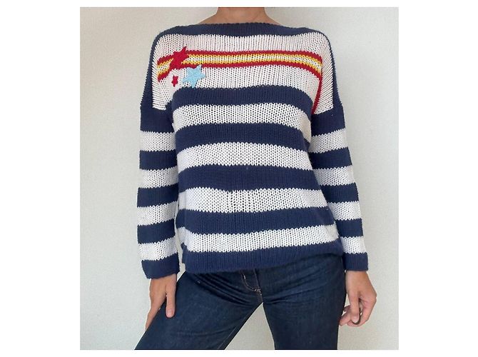 Suéter de cachemira Ermanno Scervino Blanco Azul Azul marino - vista 2