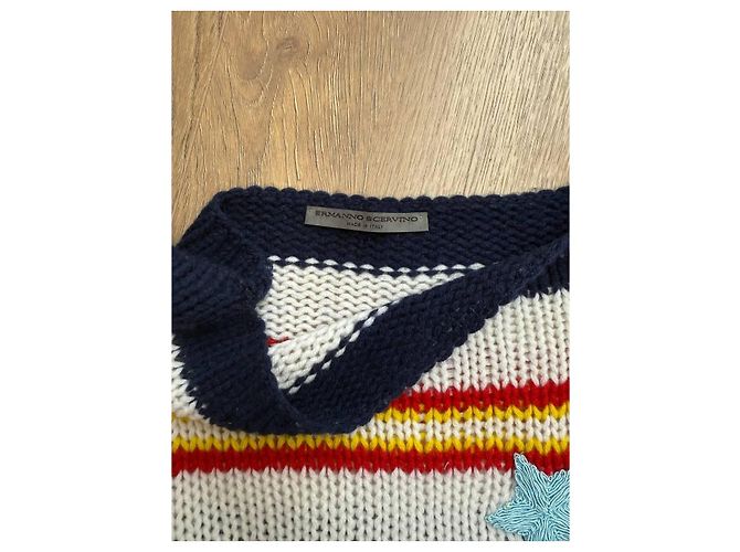 Suéter de cachemira Ermanno Scervino Blanco Azul Azul marino - vista 8