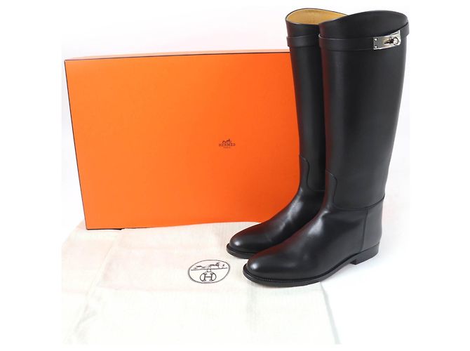 Botas de couro com fivela Kelly da Hermès Preto - vista 2