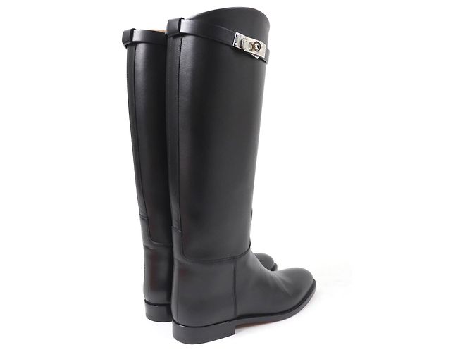 Botas de couro com fivela Kelly da Hermès Preto - vista 3