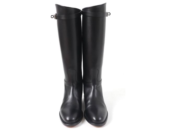 Botas de couro com fivela Kelly da Hermès Preto - vista 4