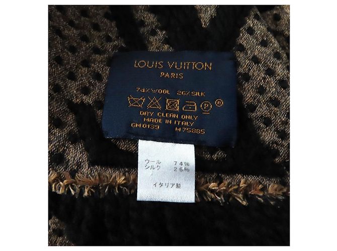 Sciarpa Gigante Monogram Jungle in Lana e Seta Louis Vuitton Nero Beige - vista 6