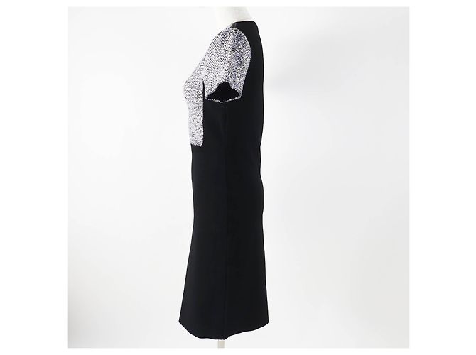 Salvatore Ferragamo Mono de Tweed de Algodón Rayón Negro Azul - vista 3