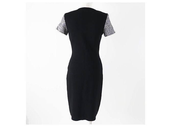 Salvatore Ferragamo Mono de Tweed de Algodón Rayón Negro Azul - vista 4