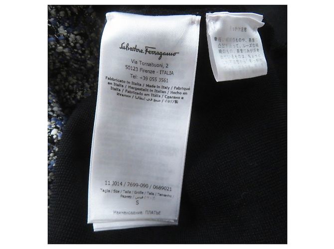 Salvatore Ferragamo Mono de Tweed de Algodón Rayón Negro Azul - vista 7