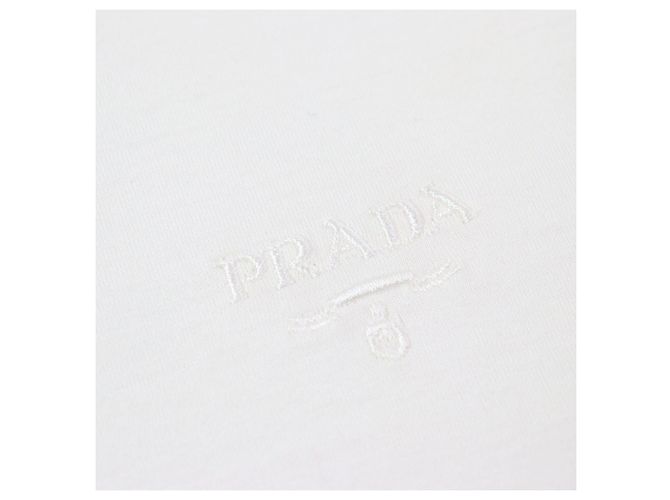 Camiseta de algodón con logo bordado Prada Blanco - vista 4