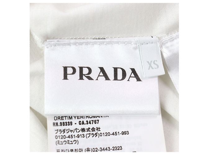 Camiseta de algodón con logo bordado Prada Blanco - vista 6