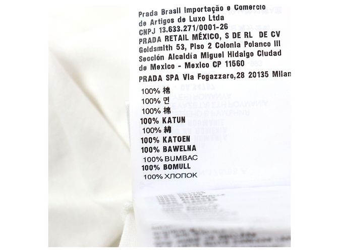 Camiseta de algodón con logo bordado Prada Blanco - vista 9