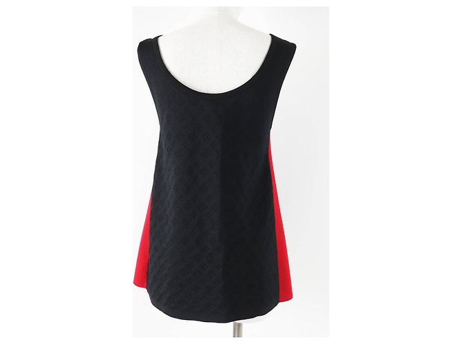 Canotta in seta e nylon Monogram Louis Vuitton Nero Rosso D'oro - vista 4