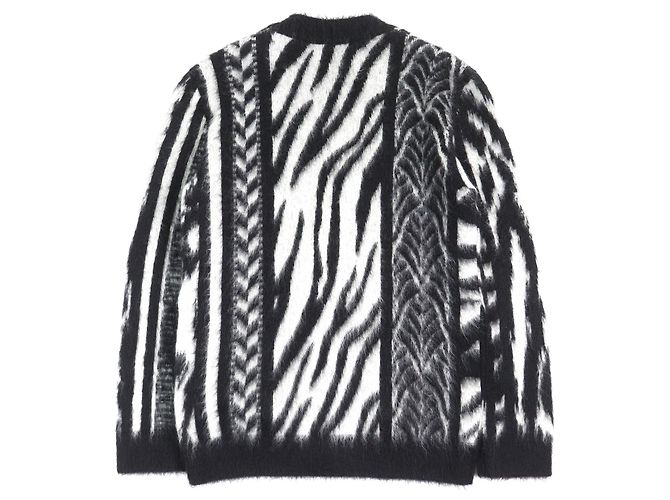 Yves Saint Laurent Cardigan in mohair e nylon Saint Laurent Paris Nero Bianco - vista 2