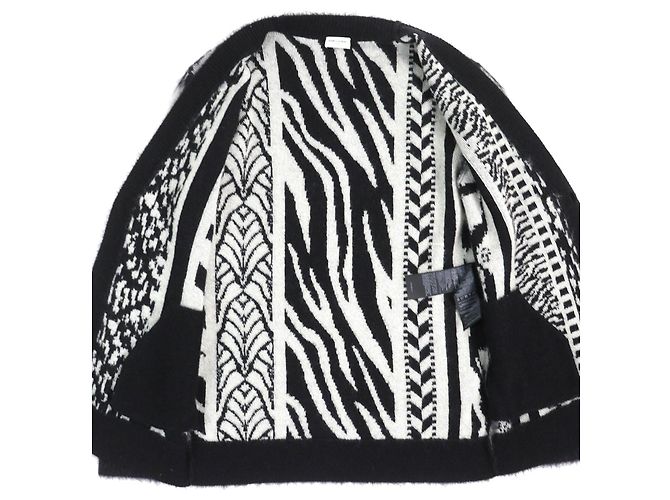Yves Saint Laurent Cardigan in mohair e nylon Saint Laurent Paris Nero Bianco - vista 3
