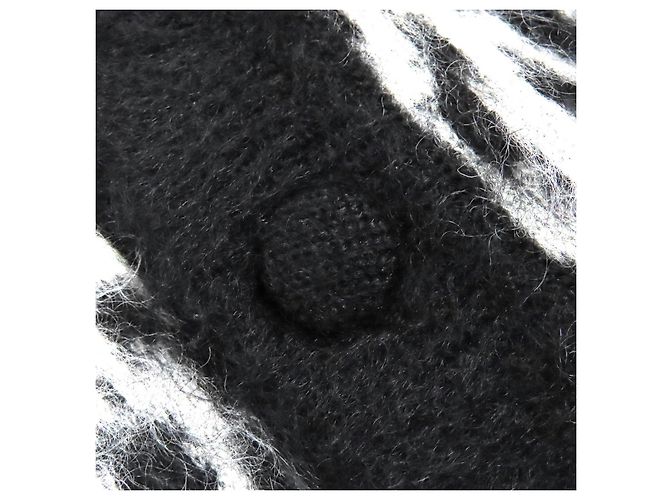 Yves Saint Laurent Cardigan in mohair e nylon Saint Laurent Paris Nero Bianco - vista 5