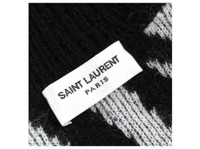 Yves Saint Laurent Cardigan in mohair e nylon Saint Laurent Paris Nero Bianco - vista 6