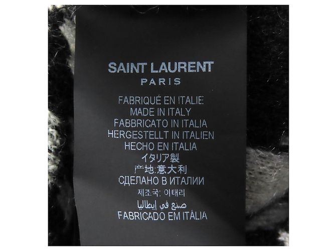 Yves Saint Laurent Cardigan in mohair e nylon Saint Laurent Paris Nero Bianco - vista 7