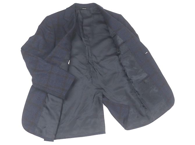 Hermès Giacca in cashmere a quadri Hermes Blu Blu navy - vista 3