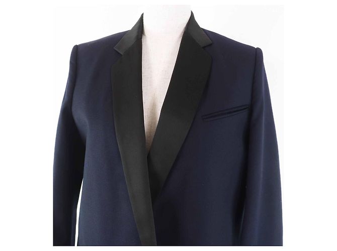 Céline Abrigo de Lana Celine Crombie Negro Azul - vista 2