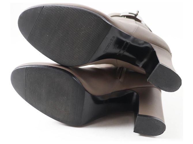 Botas curtas de couro com fivela Kelly da Hermès Cinza - vista 5