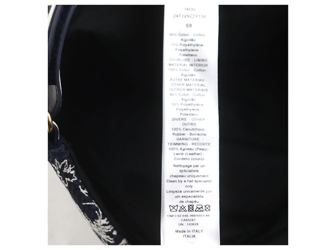 Cappello D-PLAYER in cotone e polietilene Toile du Jouy Christian Dior Bianco Blu navy - vista 10