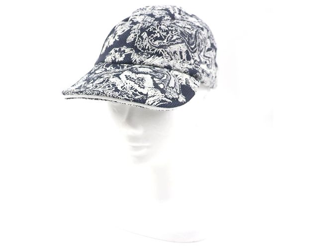 Cappello D-PLAYER in cotone e polietilene Toile du Jouy Christian Dior Bianco Blu navy - vista 2