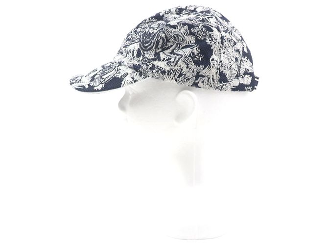 Cappello D-PLAYER in cotone e polietilene Toile du Jouy Christian Dior Bianco Blu navy - vista 3