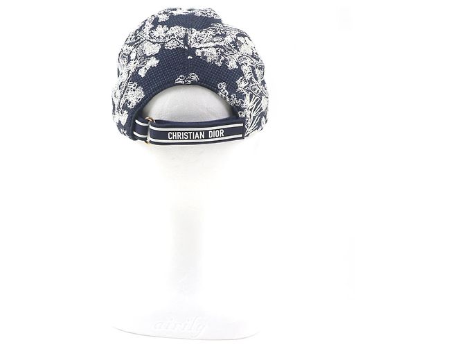 Cappello D-PLAYER in cotone e polietilene Toile du Jouy Christian Dior Bianco Blu navy - vista 4