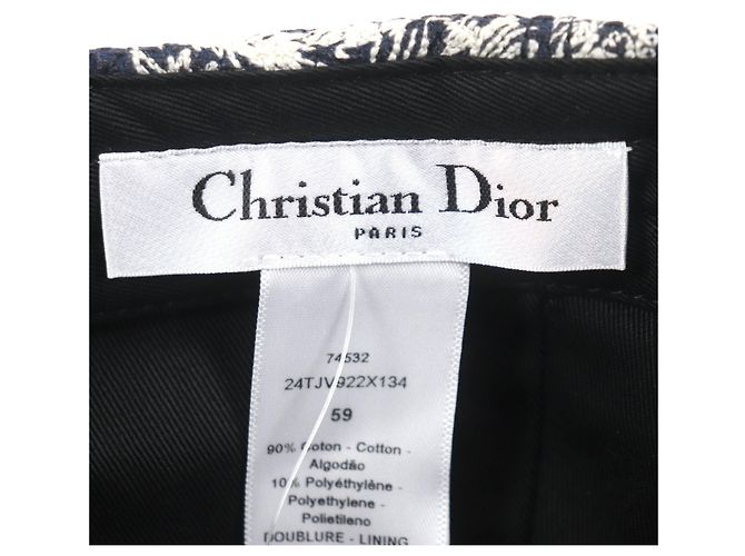 Cappello D-PLAYER in cotone e polietilene Toile du Jouy Christian Dior Bianco Blu navy - vista 9